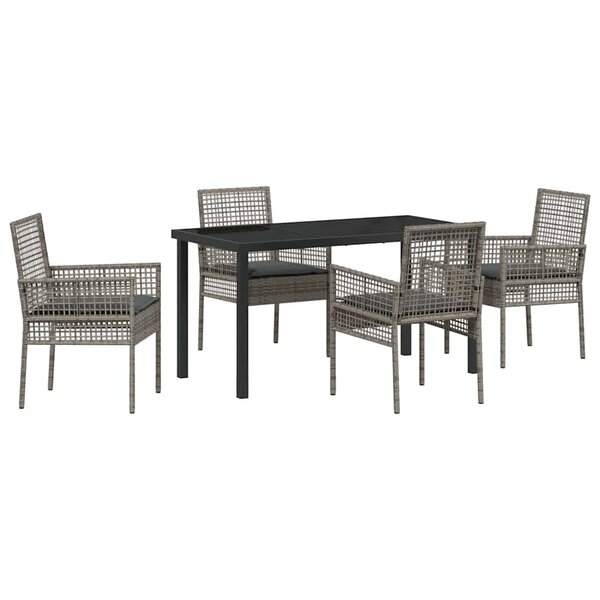 vidaXL Ensemble de salle à manger pour jardin 5 Pièces Gris polyrotin