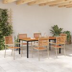 Ensemble de salle à manger de jardin de 7 pièces vidaXL en poly rattan beige et acacia