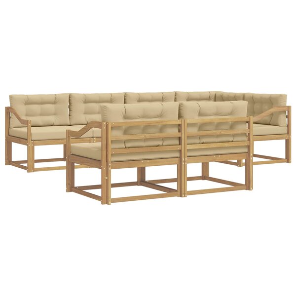 vidaXL Ensemble de canapés d'extérieur 6 Pièces Blanc et Beige Polyester