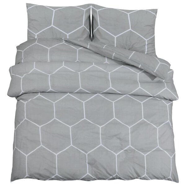 vidaXL Ensemble de housse de couette Gris 220x240 cm Coton