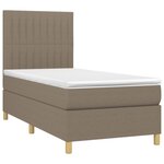 vidaXL Sommier à lattes de lit et matelas et LED Taupe 90x190 cm Tissu