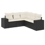 vidaXL Salon de jardin 5 Pièces avec coussins noir résine tressée
