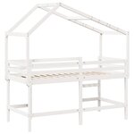 vidaXL Lit superposé et échelle et toit blanc 90x200cm bois pin massif