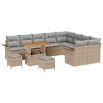 vidaXL Ensemble de 12 canapés de jardin avec des coussins beige en poly rotin et acacia.