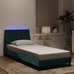 vidaXL Cadre de lit avec LED sans matelas Hanko vert foncé 80x200 cm velours