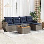 vidaXL Salon de jardin 6 Pièces avec coussins gris résine tressée