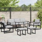 vidaXL Ensemble de canapé de jardin 6 Pièces Noir Acier