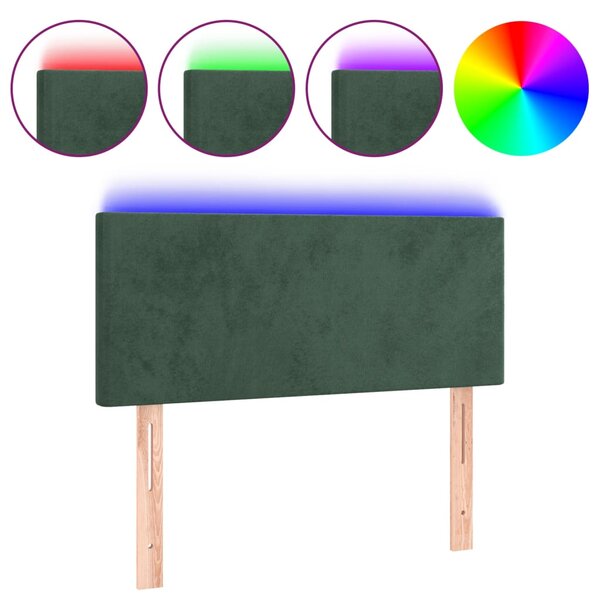vidaXL Tête de lit à LED Vert foncé 100x5x78/88 cm Velours