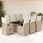 vidaXL Ensemble de bistro de jardin 9 Pièces coussins marron poly rotin