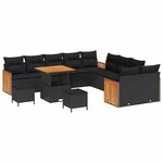 vidaXL Ensemble de canapé de jardin 13 Pièces Noir 80 x 80 x 71 cm