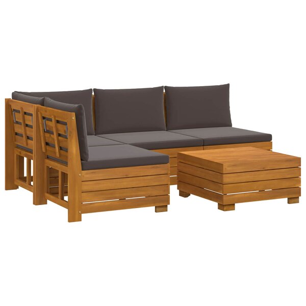 vidaXL Ensemble de canapés d'extérieur avec coussin 5 Pièce Marron
