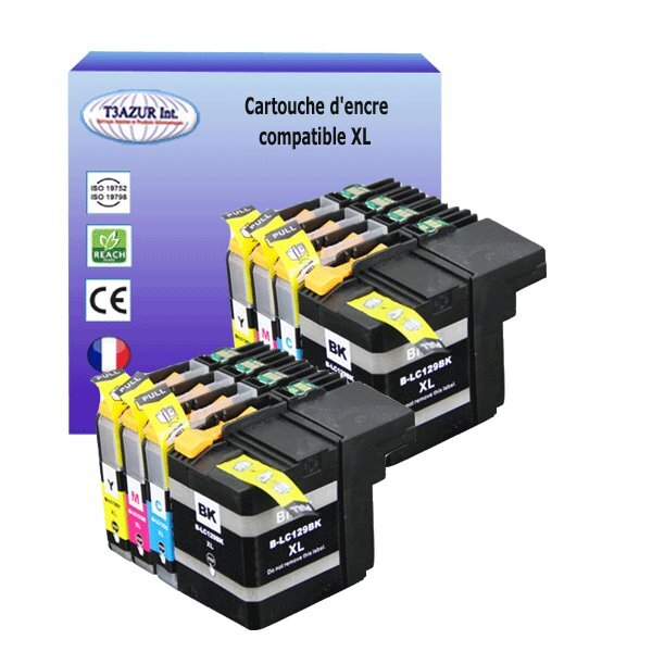 T3AZUR Lot de 8 Cartouches compatibles avec Brother LC127XL  LC125XL