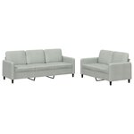 vidaXL Ensemble de canapés 2 Pièces gris clair velours
