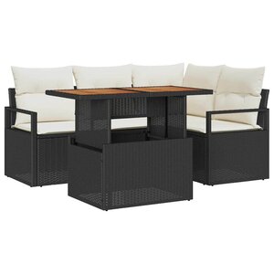 vidaXL Ensemble de salle à manger pour jardin 5 Pièces Noir et Crème