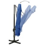 vidaXL Parasol de jardin en porte-à-faux avec double toit bleu azur