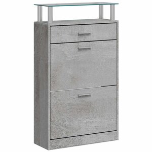 vidaXL Armoire à chaussures Gris béton 63x24x104 cm Bois d'ingénierie