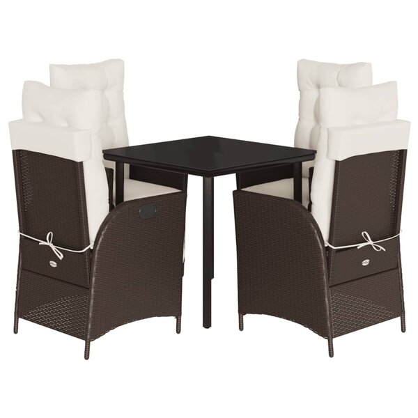 vidaXL Ensemble à manger de jardin 5 Pièces et coussins marron poly rotin