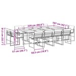 vidaXL Ensemble à manger de jardin avec coussins 13 Pièces noir textilène