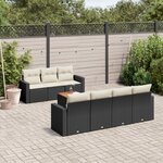 vidaXL Salon de jardin 8 Pièces avec coussins noir résine tressée