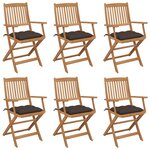 vidaXL Chaises pliables de jardin lot de 6 avec coussins Bois d'acacia