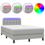 vidaXL Sommier à lattes de lit matelas LED gris clair 120x190 cm tissu