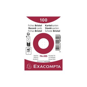 Paquet 100 Fiches Sous Film - Bristol Dots Non Perforé - 74x105mm - Blanc - Exacompta