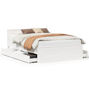 vidaXL Cadre de lit sans matelas avec tête de lit blanc 160x200 cm