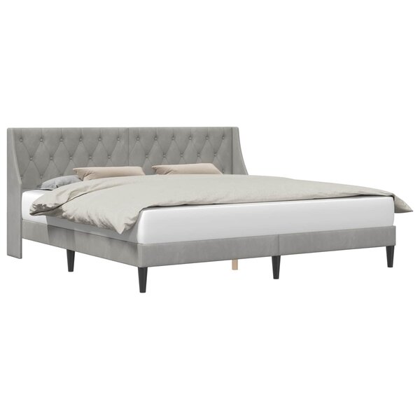 vidaXL Cadre de lit avec tête de lit Gris clair 200 x 200 cm Velours