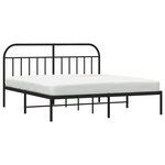 vidaXL Cadre de lit métal sans matelas avec tête de lit noir 183x213cm