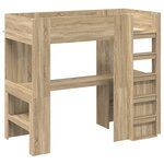 vidaXL Cadre de lit superposé avec bureau Chêne Sonoma 90 x 200 cm