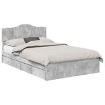 vidaXL Lit de Rangement Gris béton 135 x 190 cm Bois d'ingénierie