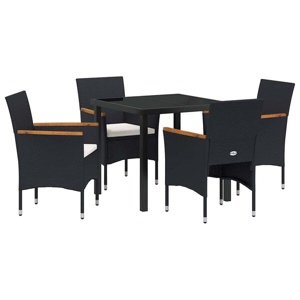 vidaXL Ensemble de salle à manger pour jardin 5 Pièces Noir polyrotin
