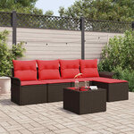 vidaXL Ensemble de canapé de jardin 6 Pièces Marron polyrotin
