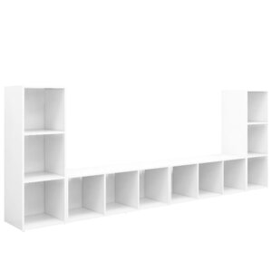 vidaXL Meubles TV 4 Pièces Blanc 107x35x37 cm Bois d'ingénierie