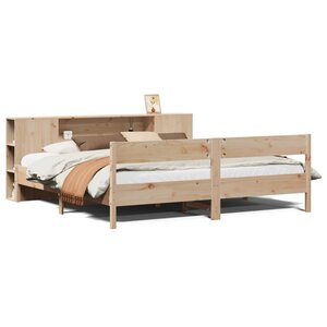vidaXL Lit bibliothèque sans matelas 200x200 cm bois massif de pin
