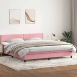 vidaXL Sommier à lattes de lit avec matelas rose 180x210 cm velours