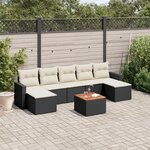 vidaXL Salon de jardin 8 Pièces avec coussins noir résine tressée