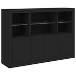 vidaXL Buffets avec lumières LED 3 Pièces noir bois d'ingénierie