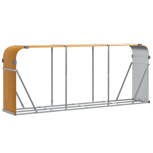 vidaXL Porte-bûches marron clair 234x45x100 cm acier galvanisé