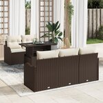 Canapé de jardin 6 pièces avec coussins en poly rotin marron