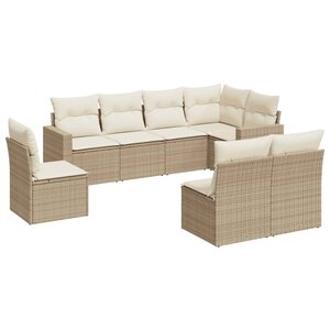 vidaXL Salon de jardin avec coussins 8 Pièces beige résine tressée