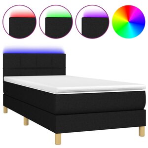 vidaXL Sommier à lattes de lit avec matelas et LED Noir 90x190cm Tissu