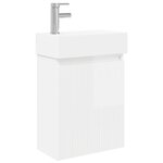 vidaXL Meuble de salle de bain avec robinet Blanc brillant