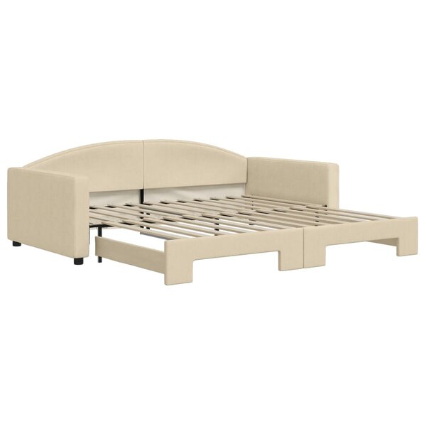 vidaXL Lit de jour avec lit gigogne crème 100x200 cm tissu