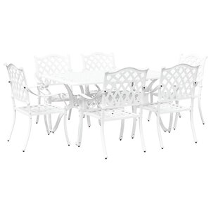 vidaXL Ensemble de salle à manger pour jardin 7 Pièces Blanc Aluminium