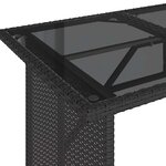 vidaXL Table de jardin avec dessus en verre noir 110x68x70 poly rotin