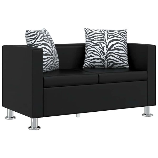 vidaXL Canapé à 2 places Cuir synthétique Noir