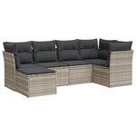 vidaXL Salon de jardin 6 Pièces avec coussins gris clair résine tressée