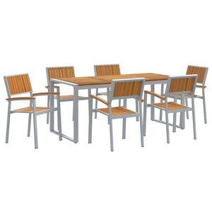 vidaXL Ensemble de salle à manger pour jardin 7 Pièces Gris et marron