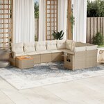 vidaXL Salon de jardin avec coussins 10 Pièces beige résine tressée